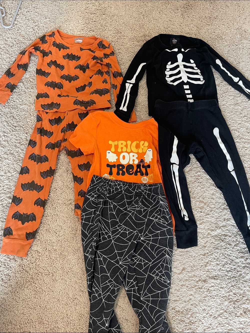 3 sets! Halloween Kids Pajama Set - Orange & Black